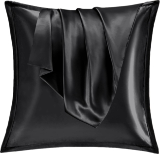 Satin Kissenbezug 80x80 2er Set Schwarz Weiche Silk Pillowcase