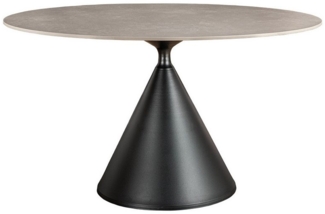 riess-ambiente Esstisch SIGNATURE 135cm grau/schwarz - Keramik, Metall, Säulenfuß, Stein-Optik (Einzelartikel, 1-St), Runder Tisch - ideal für moderne Küchen, Wohn-, Esszimmer & Wohnküchen