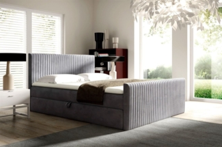 Boxspringbett Schlafzimmerbett ADRIEN 120x220cm in Stoff Fresh Silbergrau