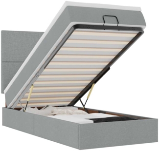 vidaXL Ottoman-Bett mit Matratze Hellgrau 80x200 cm Stoff 3313029