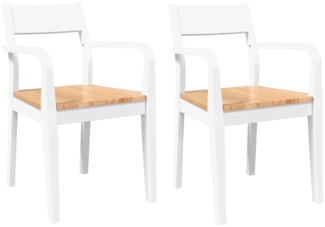 vidaXL Esszimmerstühle 2 Stk. Weiß Massivholz Gummibaum 4102512