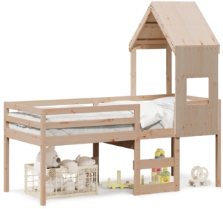 vidaXL Hochbett mit Dach 75x190 cm Massivholz Kiefer 3282019