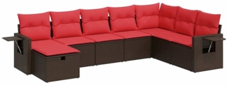 vidaXL 8-tlg. Garten-Sofagarnitur mit Kissen Braun Poly Rattan 3325540