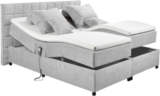 Boxbett >Mariborsko< Liegefläche 180x200 cm, Motor, Bezug silver - 202x112x210cm (BxHxT)