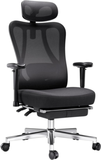 Hbada P3 Bürostuhl Ergonomisch Verstellbar Lordosenstütze Fußstütze Schwarz