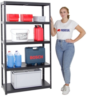 PROREGAL® Schwerlastregal Stabiles Metallsteckregal STEEL EAGLE mit 5 Fachböden aus Stahl, Stabiles Kellerregal Stahlregal 130kg Fachlast sowie 650kg Gesamtlast