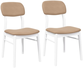 vidaXL Esszimmerstühle mit Kissen 2 Stk. Weiß Massivholz Gummibaum 4102527