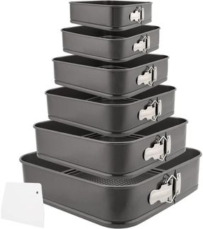 6er Set Eckige Kuchenformen Springform Backformen Schwarz