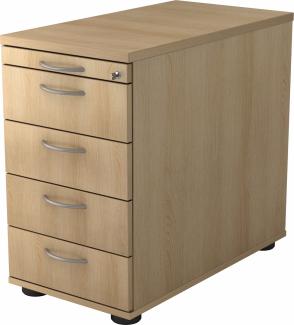 bümö Schreibtisch Schrank abschließbar, Schubladenschrank Holz in Eiche, Container mit Schubladen - Schubladen Schrank Büro, Schreibtisch Container od. Schreibtisch Kommode mit Bogengriffe, SC50-E-E-BM