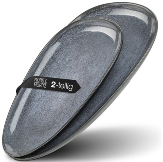 Moritz & Moritz Servierplatte VIDA 2x Servierteller Blau, Porzellan, (Set)