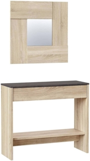 Dmora Alwin Eingangsschrank, Eingang mit Spiegel, Schrank mit Schublade und Regal für den Eingangsbereich, Moderner Kleiderschrank für die Eingangshalle, 92x33h149 cm, Eiche und Walnuss