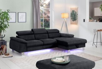 COTTA Ecksofa Komaris L-Form, mit Kopfteilverstellung, wahlweise Bettfunktion,Stauraum & Beleuchtung