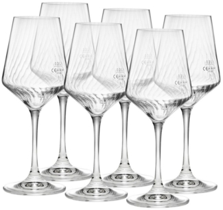 van Well Weinglas Eva, Weingläser 45 cl geeicht, 6 Stück, Kristallglas, Relief-Optik, spülmaschinengeeignet
