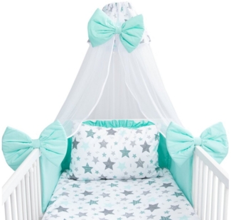 Amilian Babybettwäsche Kinderbettwäsche 100x135 Set - Kissenbezug 40x60 - Himmel, Chiffonhimmel, 7 teilig