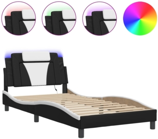 vidaXL Bettgestell "Viana" mit LED ohne Matratze Schwarz und Weiß 100x200 cm 3214006