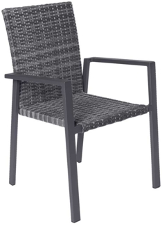 Gartenstuhl Keramo / Bailado, Rattan, Grau, Schwarz, 64 x 86 x 57 cm