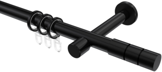 Gardinenstangen-Set Prestige Elanto 420 cm (geteilt in 3 x 140 cm), 1-läufig, 20 mm Ø Schwarz