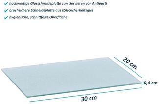 Basera® Schneidebrett Glasschneideplatte 12er aus Sicherheitsglas mit Silikonfüßen, ESG-Sicherheitsglas, (12-St), transparent, 30x20 cm