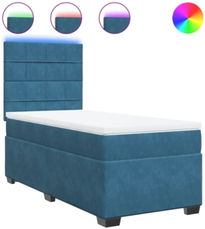 vidaXL Boxspringbett mit Matratze Blau 90x200 cm Samt 3293114