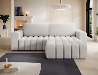 Eltap 'Bonett' Ecksofa mit Schlaffunktion, 92 x 175 x 250 cm, Dunkelcreme, Rechts