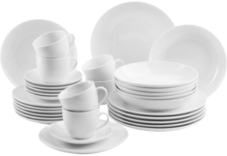 Mäser 921345 Kombiservice Barca für 6 Personen, Porzellan, weiß (1 Set, 30-teilig)