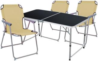 4-teiliges Campingmöbel Set Black Alu 120x60x58/70cm beige