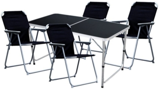 5-teiliges Campingmöbel Set Black Alu 120x60x58/70cm schwarz