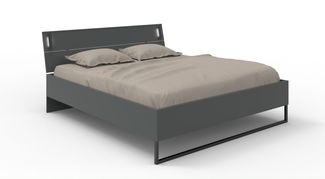 Bettanlage >Tilburg< inkl. Beleuchtung, in GRAPHIT - 188x93x210cm (BxHxT)