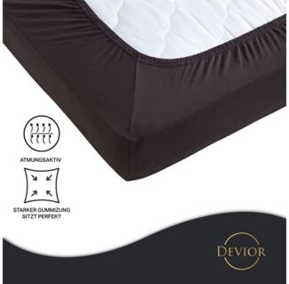 Devior Spannbettlaken Heavy aus 100% Baumwolle mit 160 g/m² - Blickdicht mit Einlaufschutz, Jersey, Gummizug: Rundumgummizug, Laken bis 22cm Matratzenhöhe - Spannbettlaken 90 x 200 cm Blickdicht