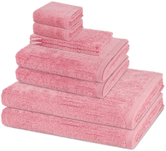 Ross Premium 8 tlg. Frottier-Set - 2 X Handtuch (50 X 100cm), 2 X Duschtuch (70 X 140cm), 2 X Gästetuch (30 X 50cm), 2 X Waschhandschuh (16 X 22cm) - 500 - Altrosa
