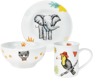 PURESIGNS Kindergeschirr-Set NATURA (3-tlg), 1 Personen, Porzellan, Plastikfreier Essgenuss für die Kleinen