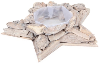 matches21 HOME & HOBBY Blumentopf Pflanzschale Rund in Ø 25x5 cm, Dekoschale aus Treibholz (1 St), Pflanzkorb mit Folie für Innen & Außen