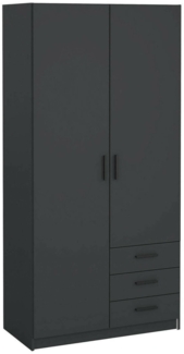 Dmora Kleiderschrank 2 Türen Sultani, Schlafzimmermöbel, Schrank, Garderobe, 99x50 h200 cm, Grau