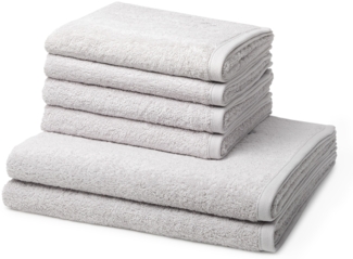 Ross Vita 6 tlg. Frottier-Set - 4 X Handtuch (50 X 100cm), 2 X Duschtuch (70 X 140cm) - 520 g/m2 - Silber