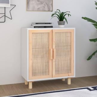 vidaXL Sideboard Weiß 60x30x70 cm Massivholz Kiefer und Natur-Rattan 345630