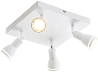 ZMH LED Deckenstrahler 4 Flammig Weiß Wohnzimmer Deckenlampe Strahler Schwenkbar GU10 Spot Lampe Modern Deckenleuchte Deckenspot für Küche, Schlafzimmer, Flur, Ohne Leuchtmittel