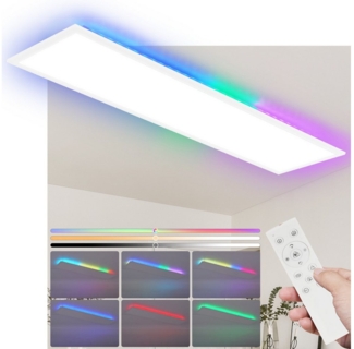 Nettlife LED Panel Deckenleuchte Dimmbar RGB 100x25 24W Backlight Tageslichtlampe Büro, Dimmbar mit Fernbedienung, LED fest integriert, RGB Farbwechsel, für Werkstatt Flur Küche Wohnzimmer