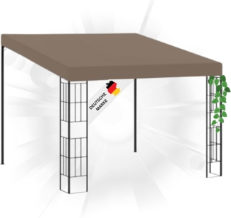 DELUKE® Gartenpavillon Pergola LYMP 3x3 m Taupe Stoff Terrassenüberdachung Garten Pavillon Rankhilfe Sonnenschutz Gartenpergola Gartenpavillon mit Sonnendach