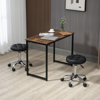 Drehhocker Set 2er höhenverstellbar drehbar Rollen Kunstleder Salon Studio Arbeitshocker