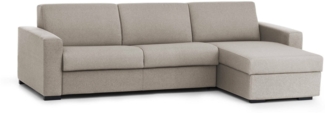 Dmora Schlafsofa mit Halbinsel Allegria, drehbares Sofa zum Öffnen, umkehrbare Stauraumhalbinsel, schmale Armlehnen, 100 % Made in Italy, 260 x 95 x 90 cm, Taubengrau