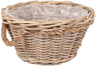 Pflanzkorb VERONA-5 Rund ca. D39cm Rattan Übertopf Blumenkorb Korb mit Henkeln