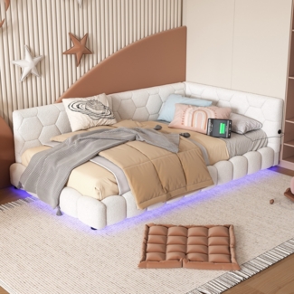 Schlafsofa mit Bettfunktion und Lattenrost, 90x200 cm, Polsterbett, Einzelbett, Jugendbett, Bezug aus Vlies