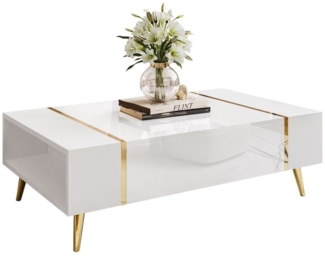 ALLHOUSE24 Couchtisch DIAMANT GOLD Sofatisch Hochglanz, Stauraum, goldene Beine, in 3 Farben, Breite 104 cm