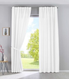 Gardinenbox Vorhang (2 St), verdecketeSchlaufen, transparent, Leinen-Optik, Cationic »JENA« Blickdicht Leinen Optik Meliert extra Breit 2019037-2