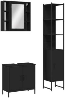 vidaXL 3-tlg. Badmöbel-Set Schwarz Holzwerkstoff 3214740