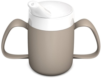 Ornamin Schnabelbecher 2-Henkel-Becher mit Trink-Trick und Schnabelaufsatz/Trinkaufsatz, Kunststoff, Trinkhilfe l Spezial-Becher l bruchstabil l BPA-frei l Made in Germany