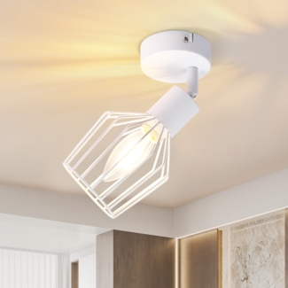 ZMH E14 Deckenstrahler - Metall, 350° Drehbare Industrielle Flurlampe, Wandleuchte für Flur und Wohnzimmer, Weiß