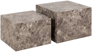 ACTONA GROUP Couchtisch Dice (Set, 2-St, Im Set 2 Stück), Couchtischsatz, Schwartz Ocean rau Papier, 2 stk, 58 x 58 x 40 cm