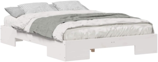 vidaXL Bodenbettgestell Weiß 135 x 190 cm Massivholz Kiefer 873038