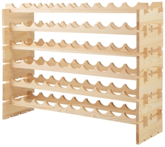 COSTWAY Weinregal, Holz stapelbar, Flaschenregal für 60 Flaschen, 6 Ebenen